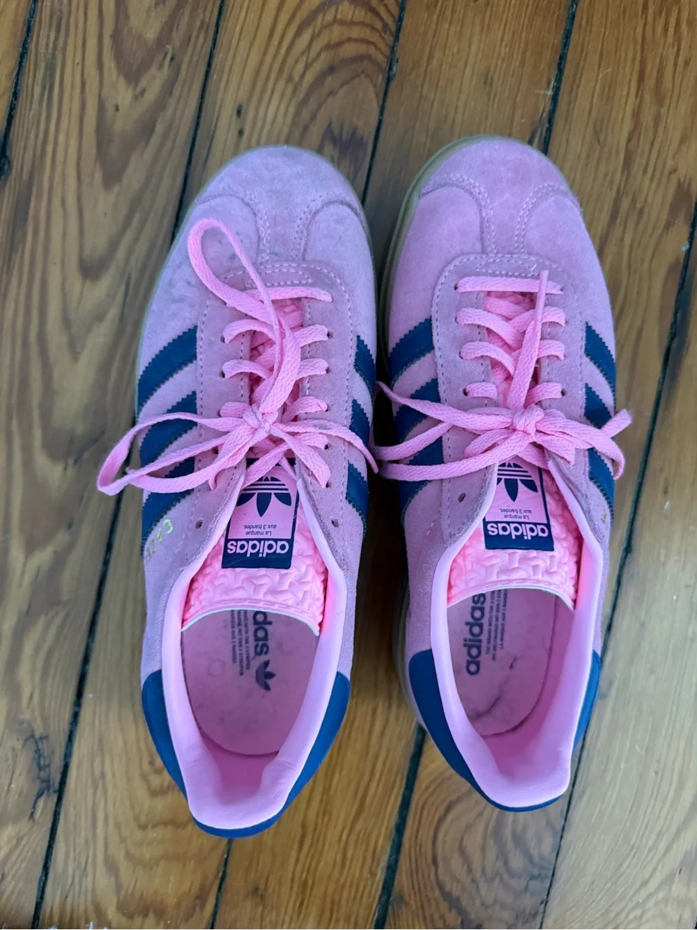 adidas Pink Gazelle Sneakers with Navy Stripes